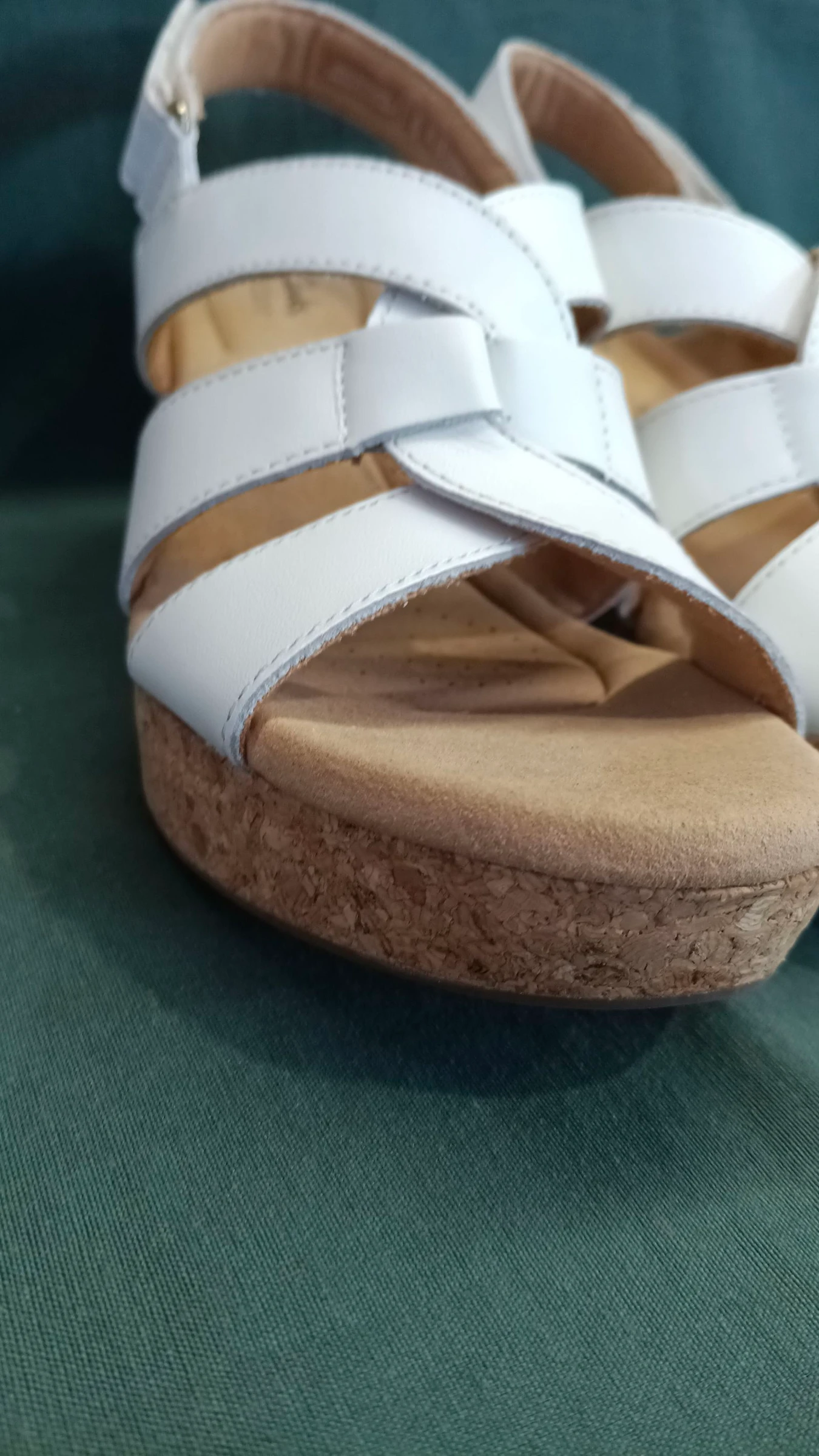 Clarks Giselle Playa Sandales en cuir blanc avec talon en liège Taille 39.5 – photo 5